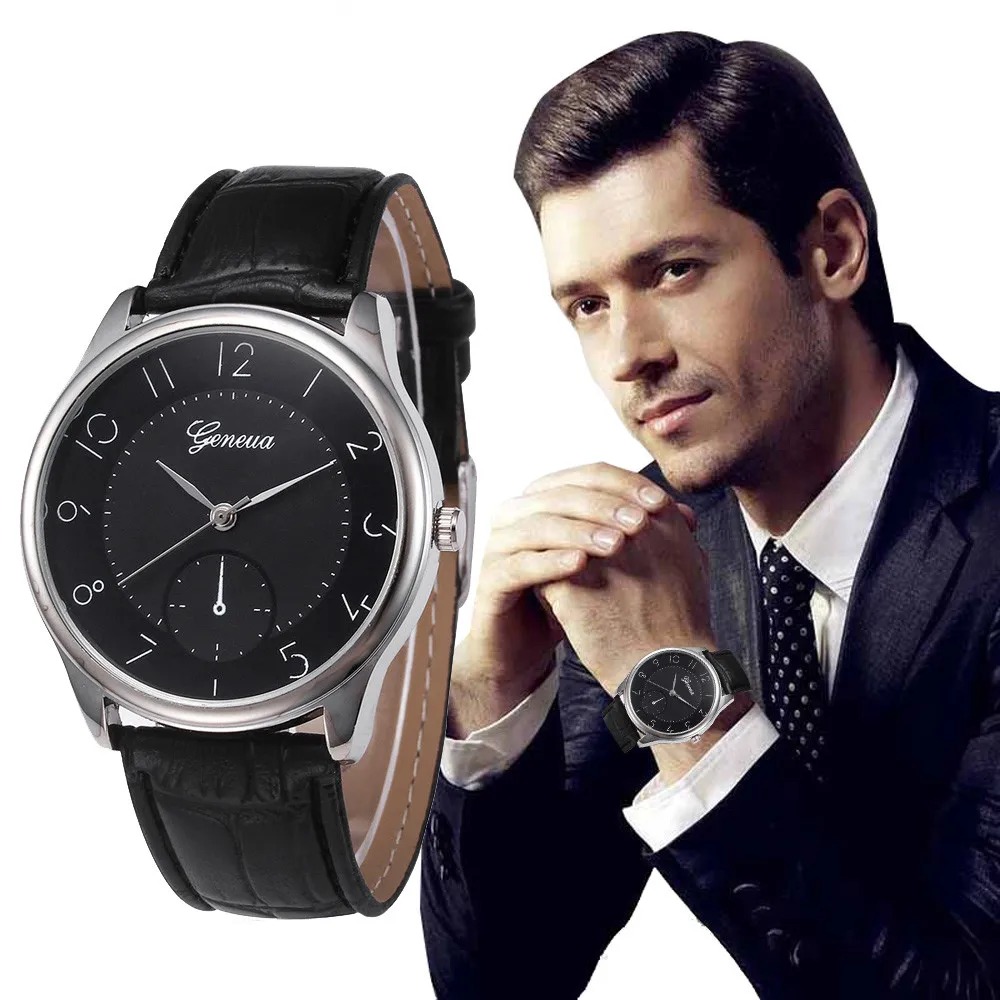

Mens Retro Design Leather Band Analog Alloy Quartz Wrist Watch reloj de lujo para hombres