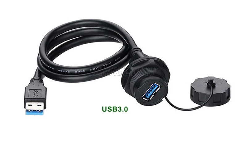 Водонепроницаемый USB разъем USB2.0 3,0 крепление на панель IP67 водонепроницаемый кабель 1 м USB разъем для мужчин и женщин удлинитель кабели 1 единица