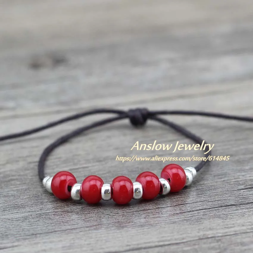 Anslow милые трендовые дизайнерские плетеные браслеты Bijoux кожаный веревочный браслет пара браслеты дружбы подарок на день рождения LOW0495LB - Окраска металла: red