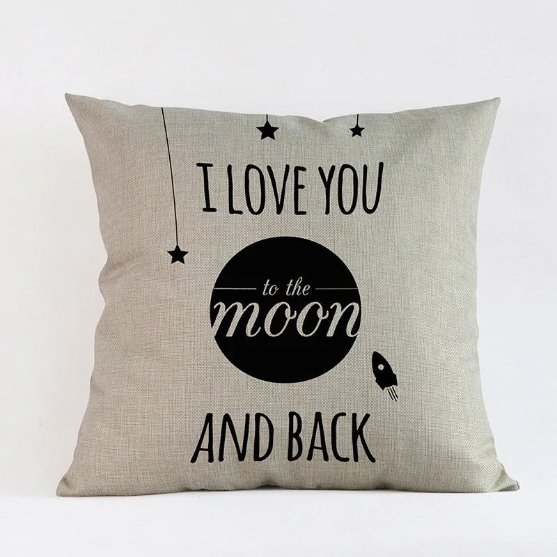 Чехол наволочка с романтичными надписями I Love You To The Moon And Back декоративная 45x45 см