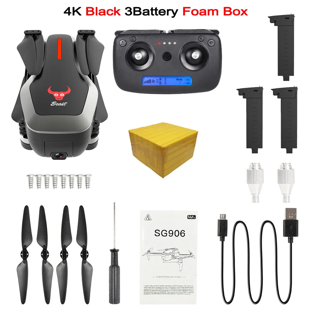 4K 3BAT FB B SG906 Mini Дрон GPS 5G WI-FI FPV Радиоуправляемый Дрон 4 K бесщеточный селфи Дроны с камерой HD Радиоуправляемый квадрокоптер складной Дрон VS зрительно XS809HW - Цвет: 4K 3BAT FB B