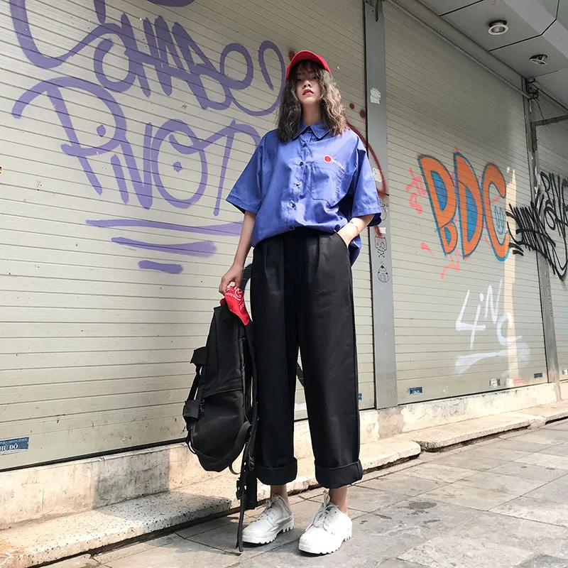 Женская одежда летние корейские брюки ulzzang harajuku с широкими штанинами женские