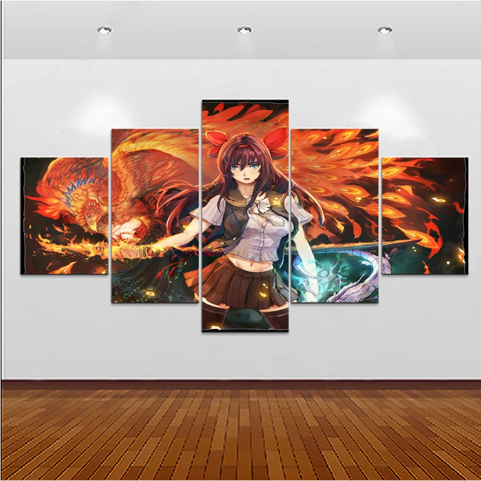 Настенные художественные принты постер 5 шт. картины с анимационным драконом