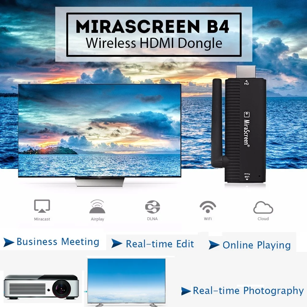 2017 Горячая Распродажа mirascreen ТВ stick Беспроводной HDMI Dongle 2.4 ГГц media Поддержка Miracast