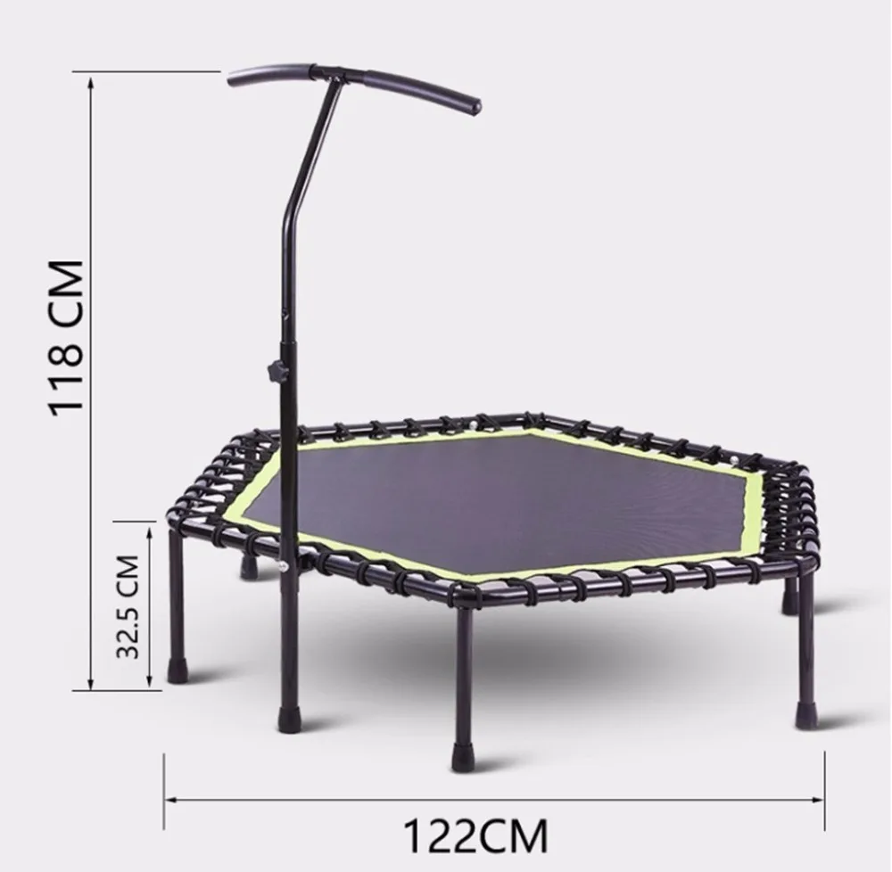 48(inch) Adult fitness trampoline Hexagonal elastic rope with armrest ultra-quiet bouncing bed Fitness assistant | Спорт и