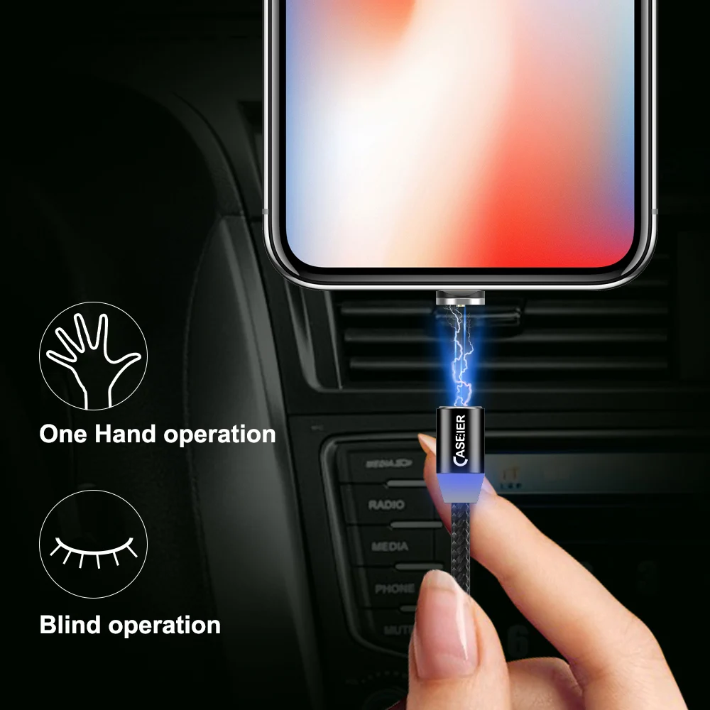 CASEIER Micro USB зарядный кабель для iPhone X XR XS Max 8 7 6 6s Plus 1 м 3 в Магнитный Samsung S9 S8 LED Kabel |