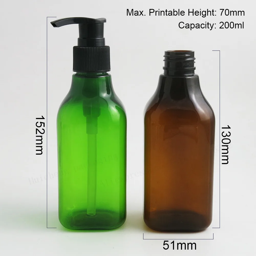 20x7 унций многоразового пэт пластиковый крем лечение насос бутылка 200cc янтарный