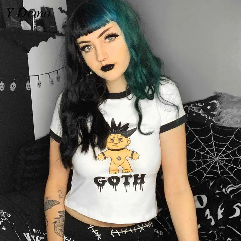 Готическая повседневная женская футболка с принтом Goth Doll летние тонкие крутые