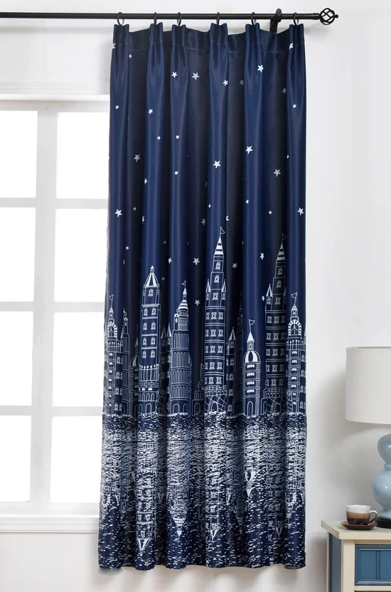 Color 04 Modern Printed Castle Coffee Color Blackout Curtain For Kids Boys Bedroom Navy Blue Short Curtain Kitchen Window Drapes PC009D3 - Цвет: Color 04