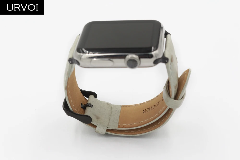 URVOI ремешок для apple watch series 5 4 3 21 прочной натуральной culf кожаный ремешок для браслет для iwatch ostrich pattern удобные