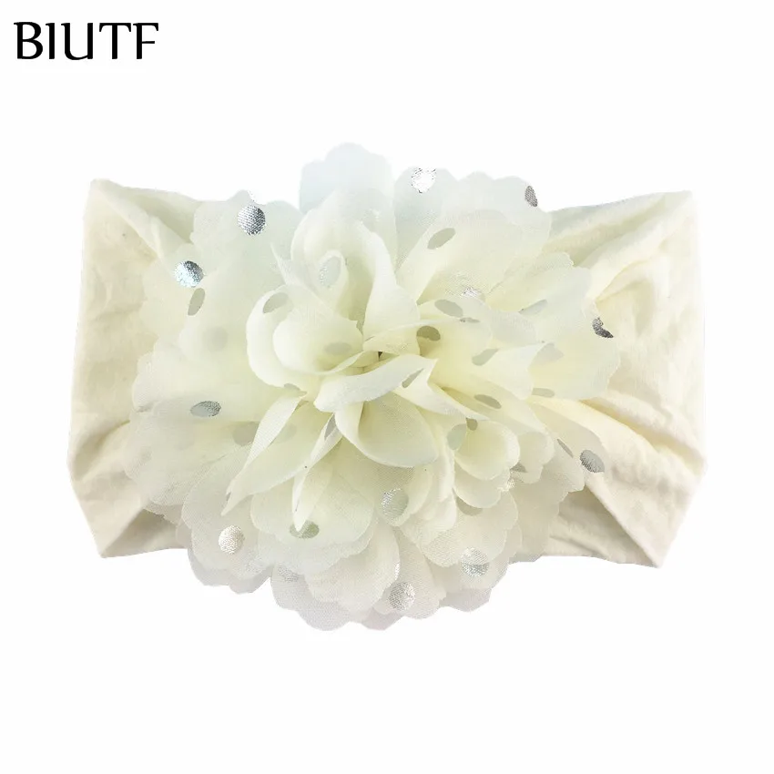 1 шт./лот широкая эластичная нейлоновая повязка на голову Детская с оборками 10 см