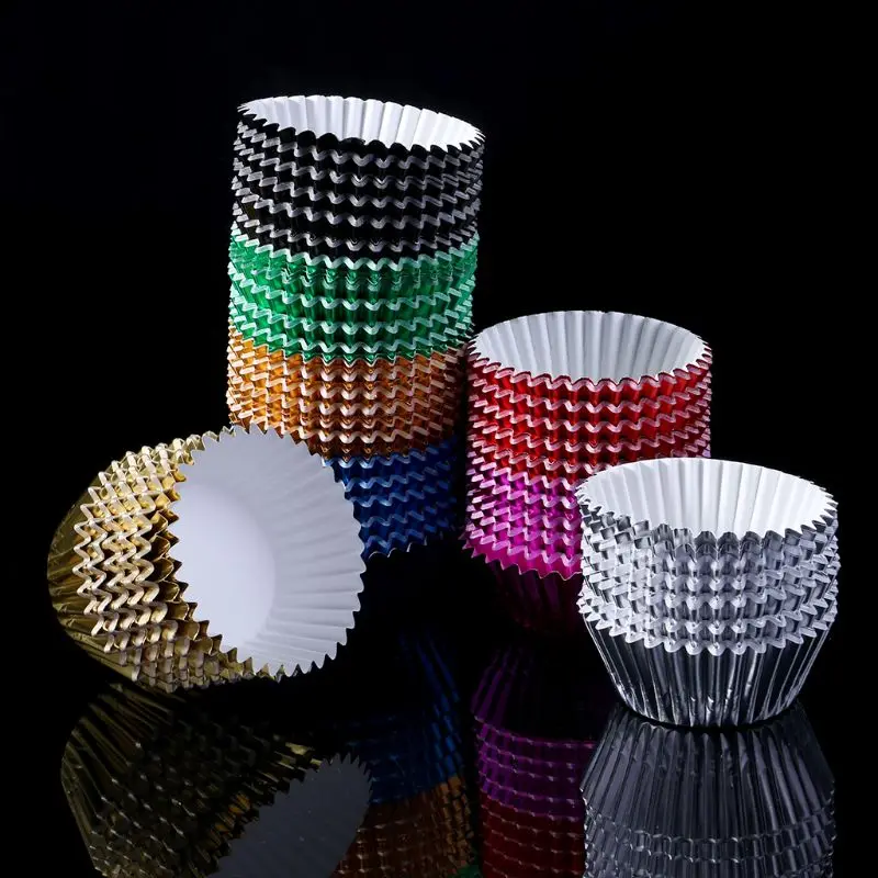 

100pcs Paper Cupcake Cup Aluminium Foil Muffin Baking Cups Liners Cupcakes Case