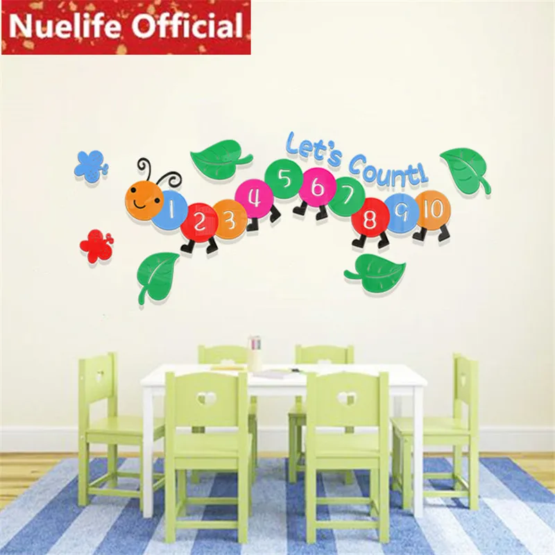 Цветной мультяшный цифровой дизайн гусеницы акриловые настенные наклейки