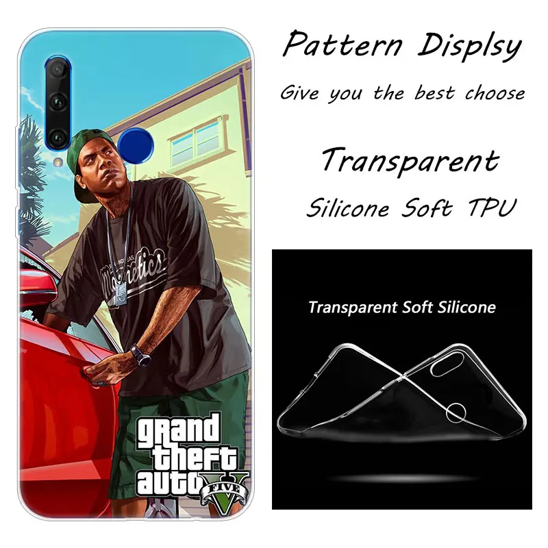 010 Grand Theft Auto GTA 5 Мягкий силиконовый чехол для телефона huawei Honor 20 20i 10 9 8 Lite 8X 8C 8A 8S 7S 7A Pro View 20 Модный чехол - Цвет: 010