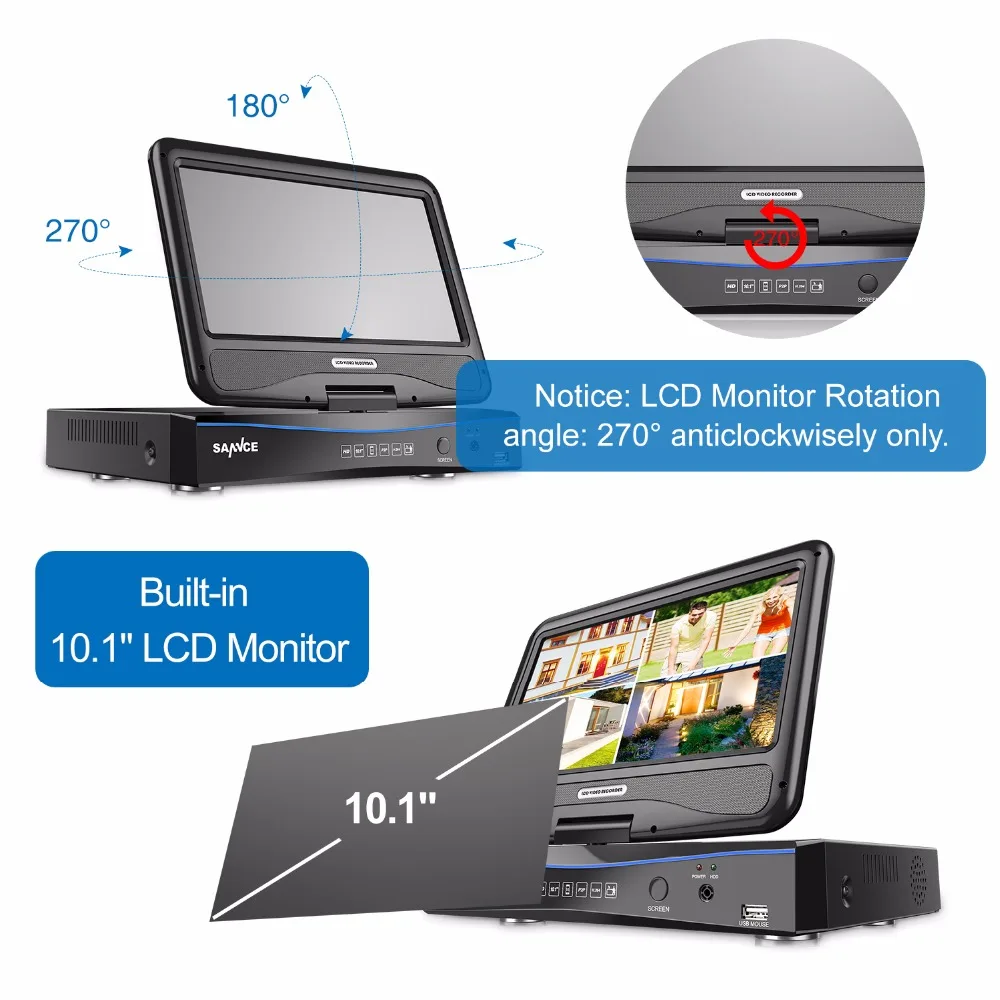 SANNCE 4CH FHD 1080P система безопасности CCTV DVR с 10 1 дюймовым ЖК дисплеем и 4 шт. 2.0MP