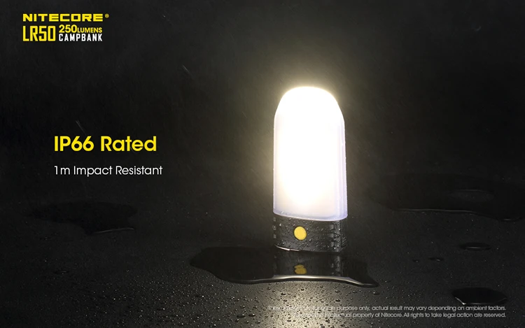NITECORE LR50 открытый Мощность банка+ Кемпинг Фонари+ Батарея Зарядное устройство 3in1 9xCRI светодиоды 250LMs+ 2x3400 мАч 18650 клапанным NL1834