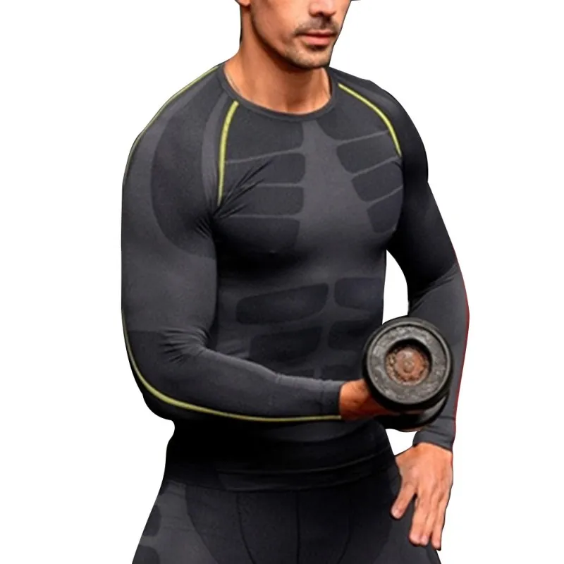 

Men Compression Base Layer Long Sleeve Sports Gear Shirts Fitness GYM Tops M-XL 456