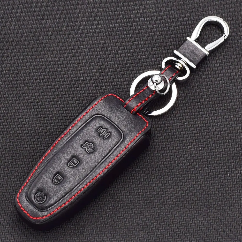 Кожаный чехол для ключей автомобиля для Ford C-Max Edge Escape Explorer Flex Focus Lincoln MKS MKT MKX 5 BTN Smart Remote Fob Защитная крышка