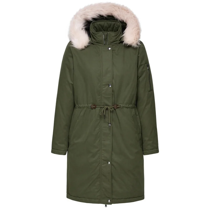 pink green SEMIR модные парки зимние куртки женские пальто искусственный мех с капюшоном воротник повседневные Длинные парки хлопок ватные женские пальто - Цвет: pink green