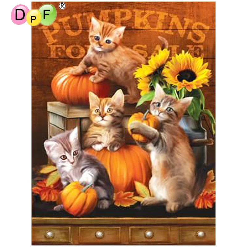 

Diamond painting cross stitch pumpkin flower cat diy diamond painting round diamond painting embroidery mosaic decoration gift