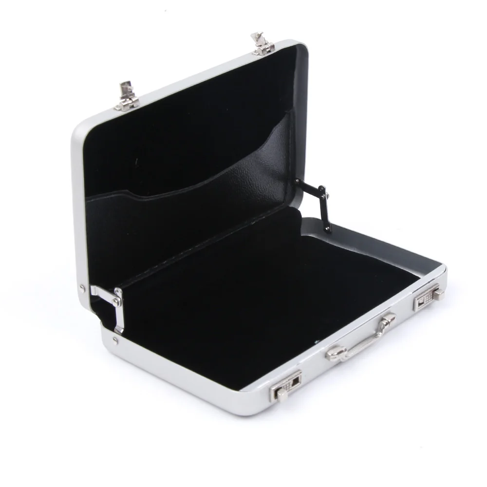 

1pc Mini Suitcase Fashion Solid Men's stainless steel credit card holder id business card case metal wallet for women women