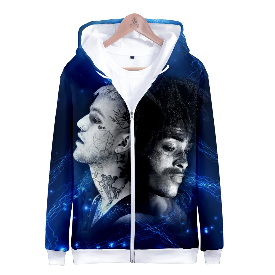 

xxxtentacion and lilpeep Famous Rappers 2018 Hip Hop Zipper Hoodies Women/Men Trendy 3D Printed Hooded Sweatshirt Casual Clothes