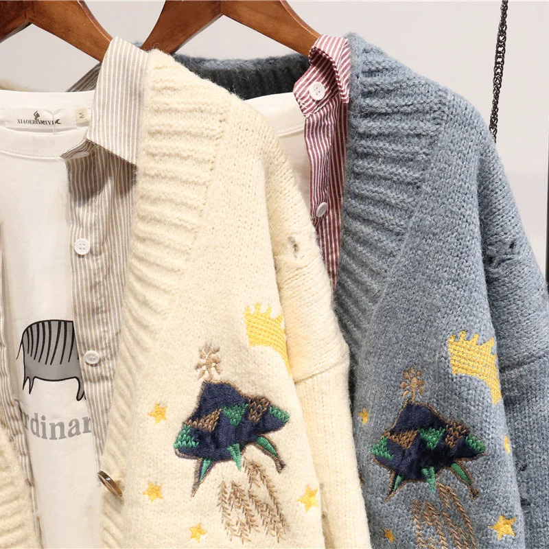 Модный женский кардиган с v-образным вырезом и длинным рукавом свитер осень зима