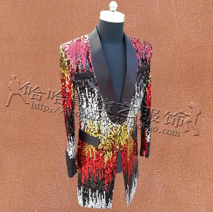 Мужская тонкая Длинная секция модные градиентные блёстки платья для ночных