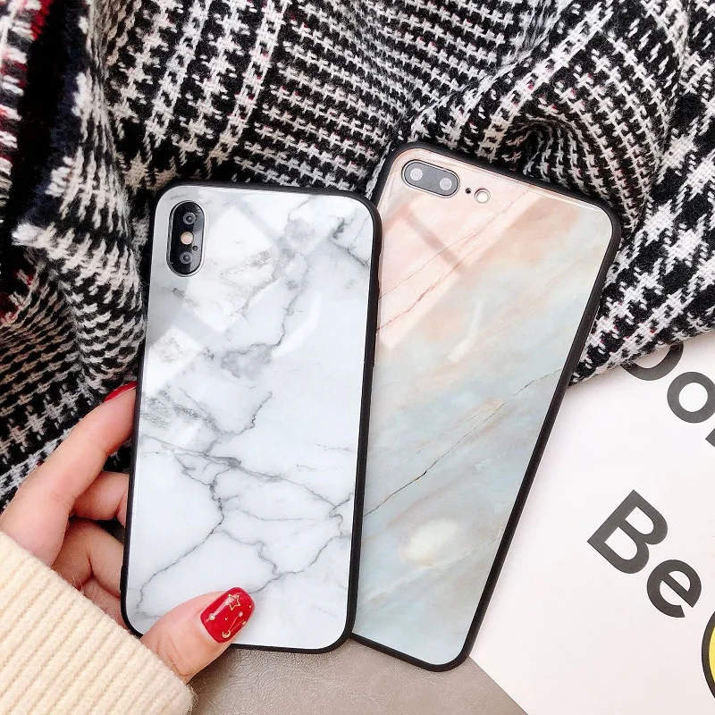 VDIAG Мрамор стекло чехол для телефона iPhoneX/6/6s/7/8 плюс/XS MAX личности полную защиту