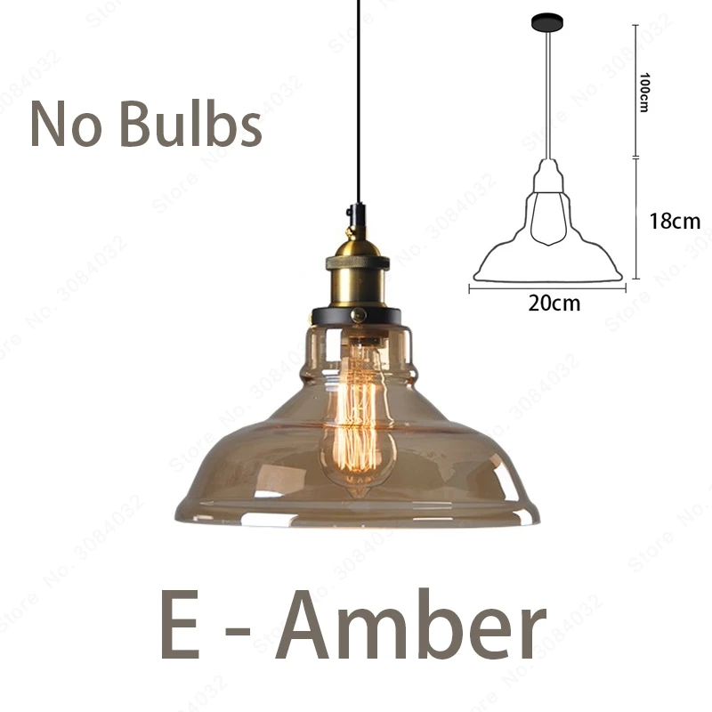Amber-E BDBQBL светодиодный Лофт винтажная подвесная люстра, подвесные светильники подвесной светильник стеклянный канат промышленный дымчатый серый Colgante Luster кухонный сад - Цвет корпуса: Amber-E