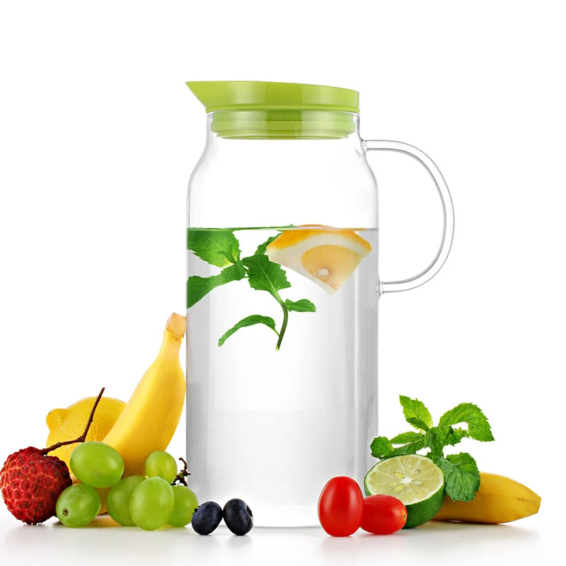 Термостойкий стеклянный чайник графин с цветной крышкой кувшин для горячей или