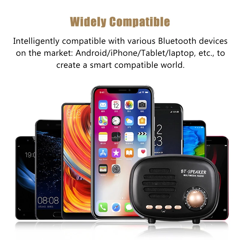 Классический мини портативный Bluetooth динамик в стиле ретро сабвуфер Беспроводной