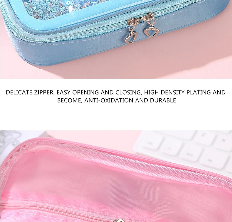 4 Colors Large Capacity Whale Pencil Case Double Zipper Cartoon Student Pencil Bag Gift Estuches School Pencil Box