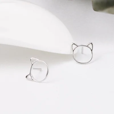 S925 silver earrings Горячая Распродажа, серебряное регулируемое кольцо с милым котом и колокольчиком, простые винтажные Регулируемые кольца для женщин, подарок 925, модное ювелирное изделие - Цвет основного камня: S925 silver earrings