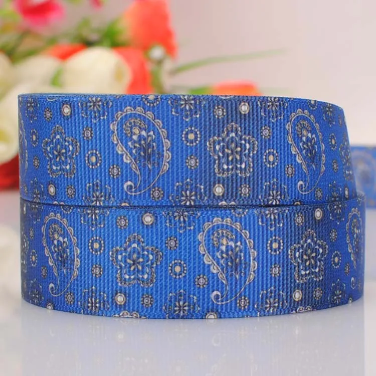 7/8 &quot22 мм Горячая из синей джинсовой ткани цвета с цветочным узором и Лента