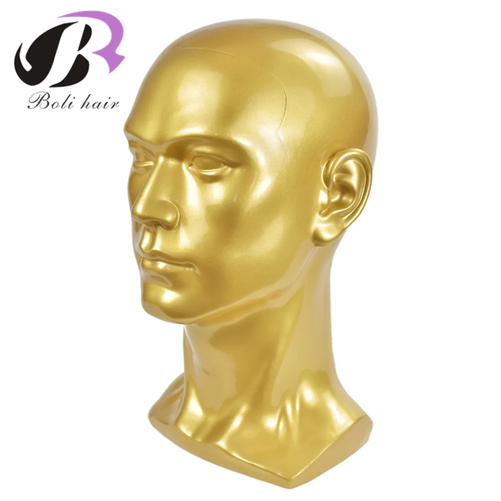 Новое поступление ПВХ Золотой манекен голова мужской парик шляпа очки шапки