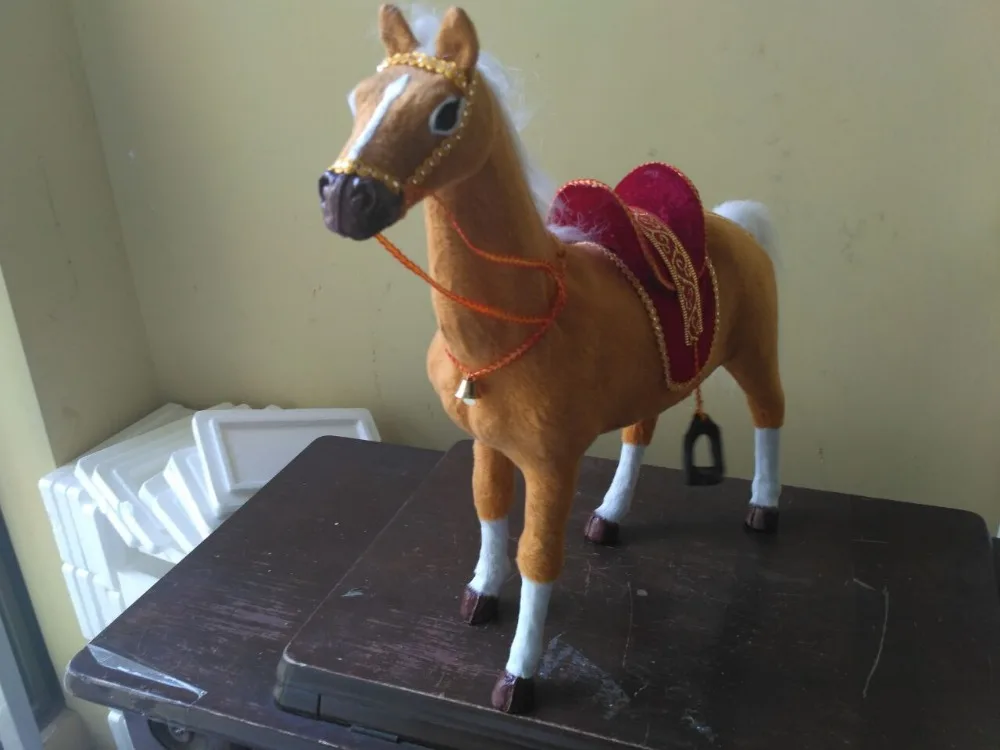 Большой Новый Моделирование желтая лошадь модель полиэтилен и мех лошадка с