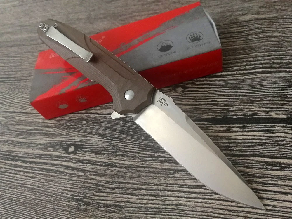 Jonnyjamie Presidio 3,1" 94g C818BR D2 лезвие коричневого цвета G10 Ручка Тактический шариковый подшипник Флиппер складной карманный нож для выживания EDC ножи