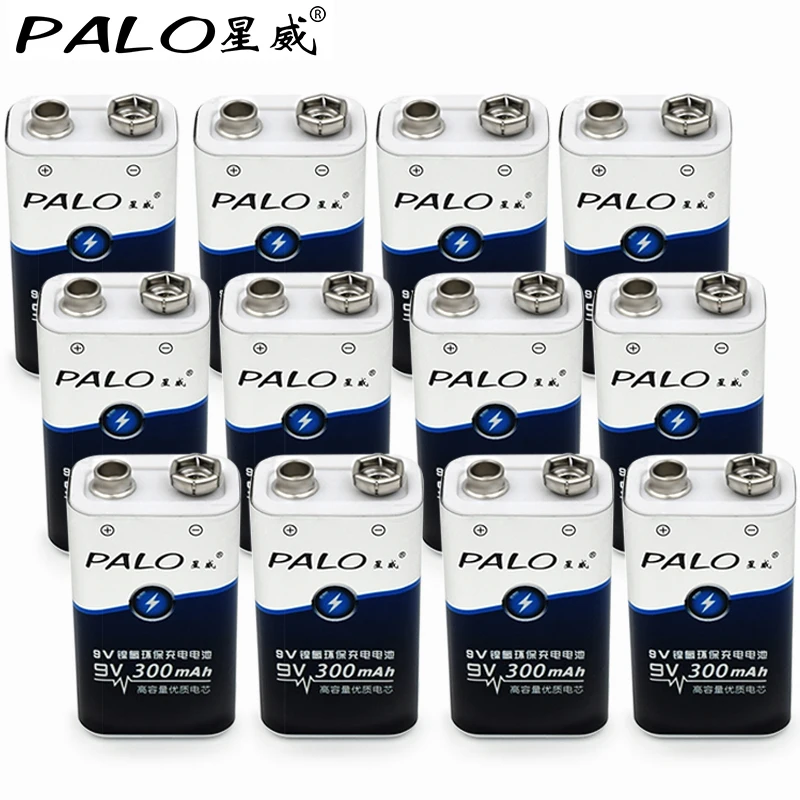 PALO Горячая 9v батарея 300 Высокая емкость 6 шт 9V батареи 6LR61 6F22 006p Nimh 300mah 9V аккумуляторная батарея для игрушечного пульта дистанционного управления
