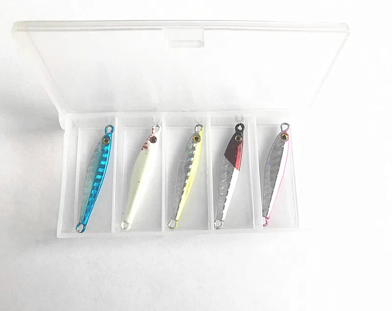 

Fishing Lure 1 Box 5pcs 5g 4cm Metal Iron Hard Bait Sequins Jigging Spoon Lures Artificial Fake Bait hard bait tackle pesca