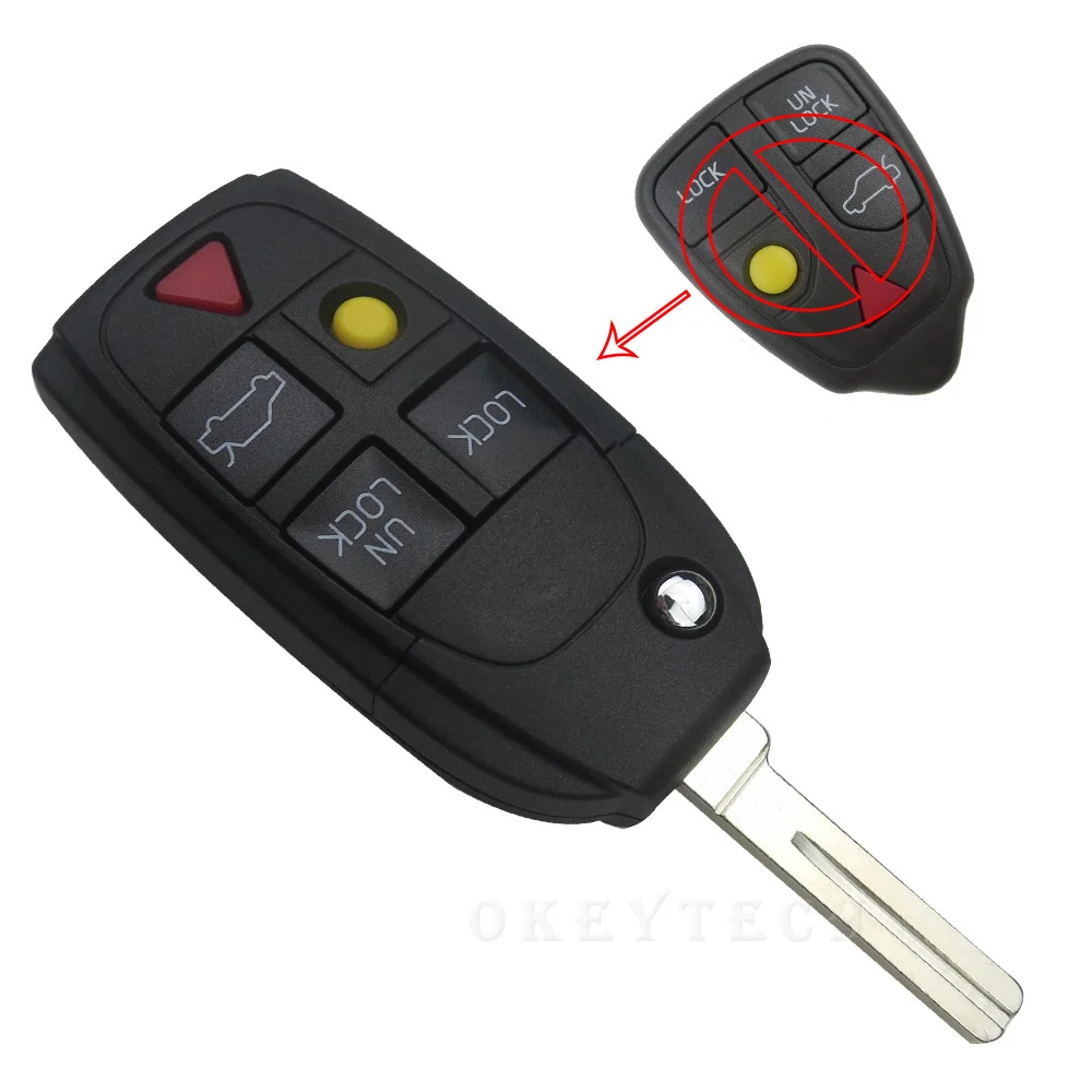 

5 Button Replacement Switchblade Modified Remote Flip Folding Car Key Shell Case Blank Cover Fob For Volvo XC70 XC90 V50 V70 S60