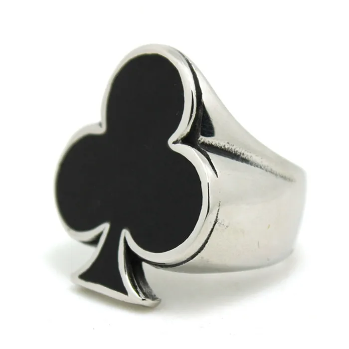 1pc Wholesale Price Mens Boy Black Poker Ring 316L Stainless Steel Plum flower | Украшения и аксессуары