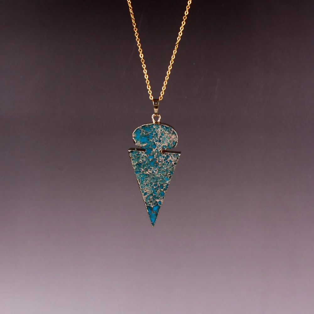 Новинка 2017 Летний стиль треугольная форма кварц золотой цвет ободок Druzy Emperor Stone