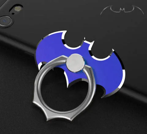 Blue Роскошные Бэтмен Алюминий Металл Универсальный палец кольцо смартфон мобильный телефон ручной настольная подставка для iPhone 6 Xiaomi mi8 держатель - Цвет: Blue