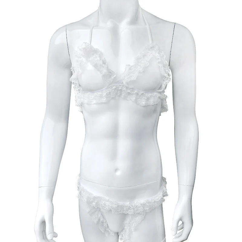 Трусы бикини мужские с открытой промежностью кружевом и рюшами| |