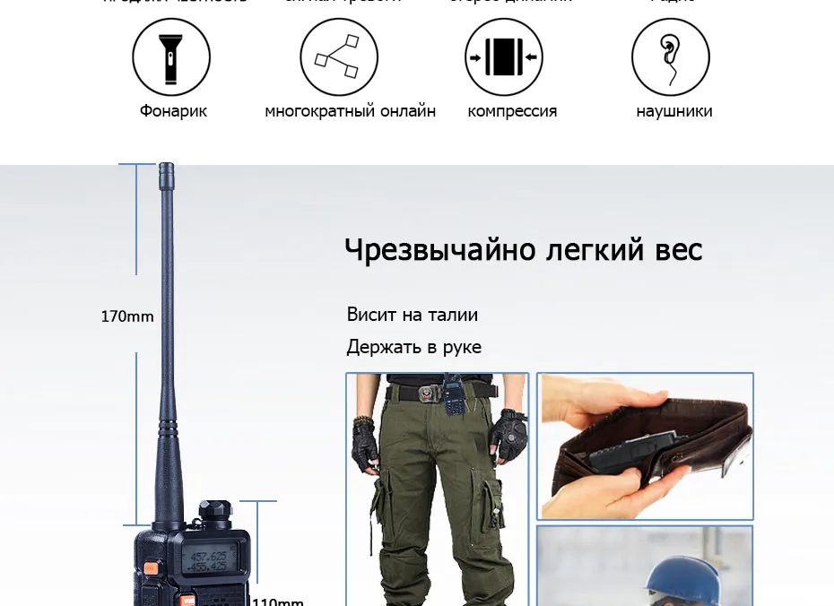 Baofeng уф-5r Рация двухстороннее радио walkie talkie для укв dual band хэм cb радиостанции баофенг uv 5rbaofeng уф-5r рации для охоты