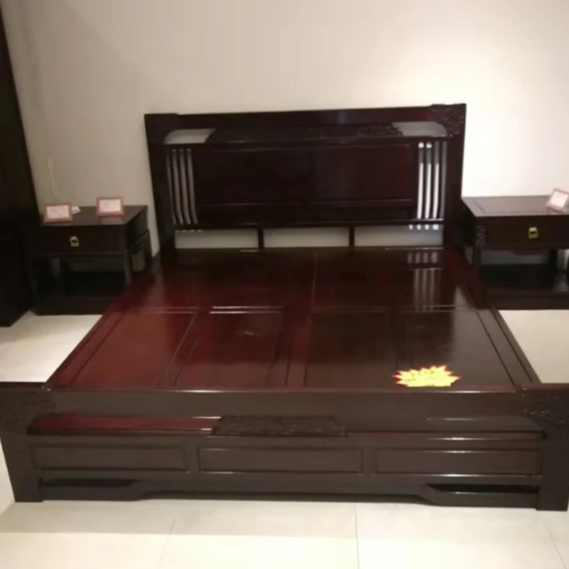 3 шт./компл. антикварная кровать из красного дерева 1 большая 2 прикроватный столик