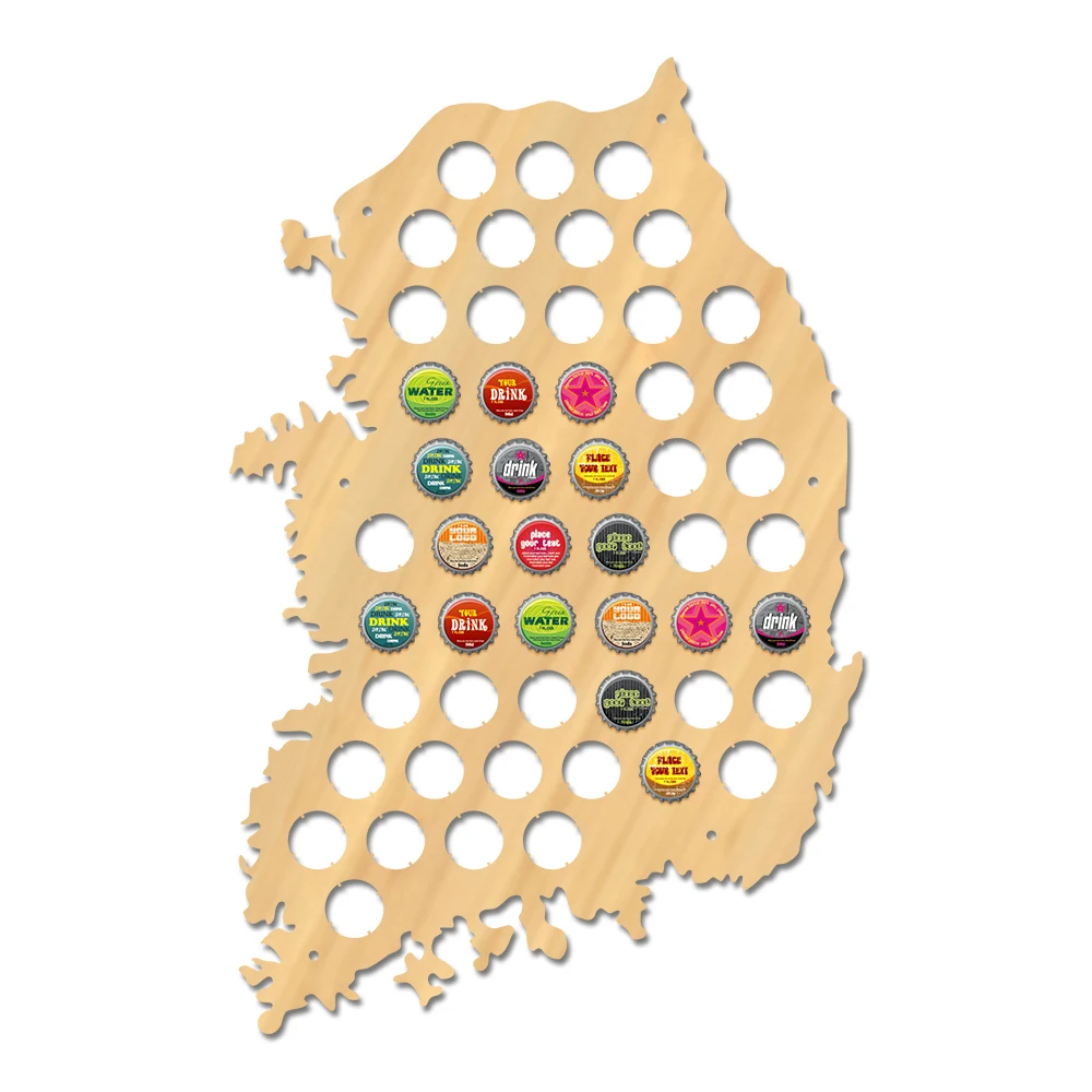 Pub Wooden Wall Sign Map Of Korea Republic Beer Cap Bottle Display Holder Man Cave Lovers Gift | Дом и сад