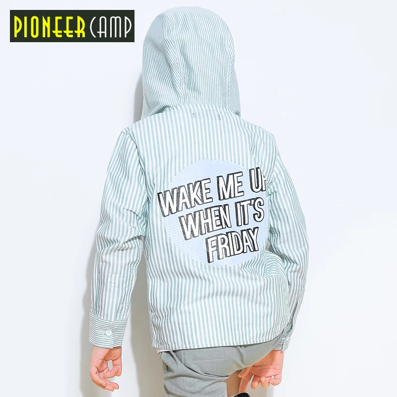Pioneer Camp весна 2019 Детские рубашки с длинными рукавами для мальчиков синие и белые
