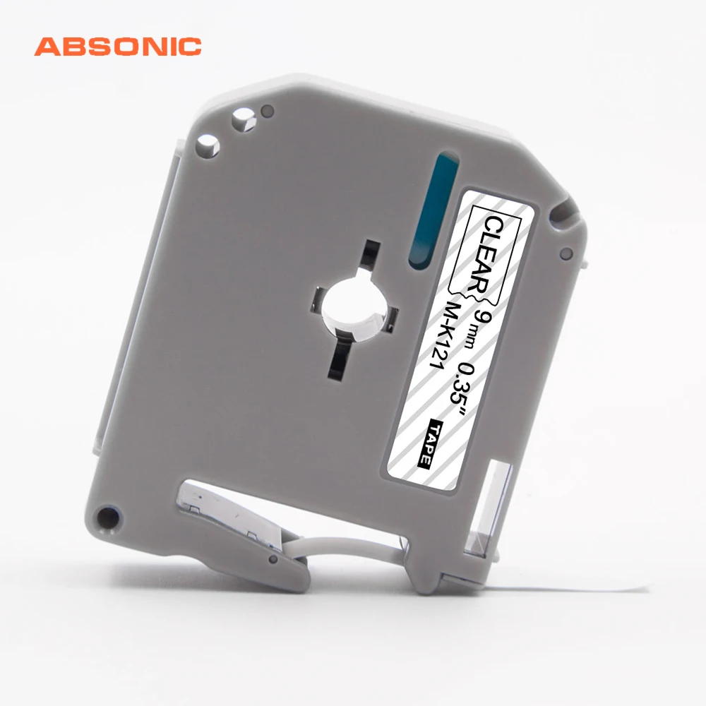 Absonic 9 мм MK 121 M-K121 этикетка клейкие ленты черный на прозрачный ламинированный